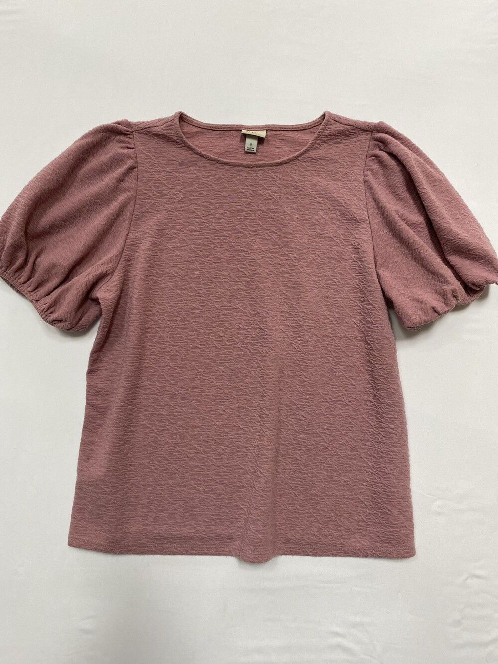 A New Day Women's Puff Short Sleeve Textured Knit Top - Rose Pink, Size S